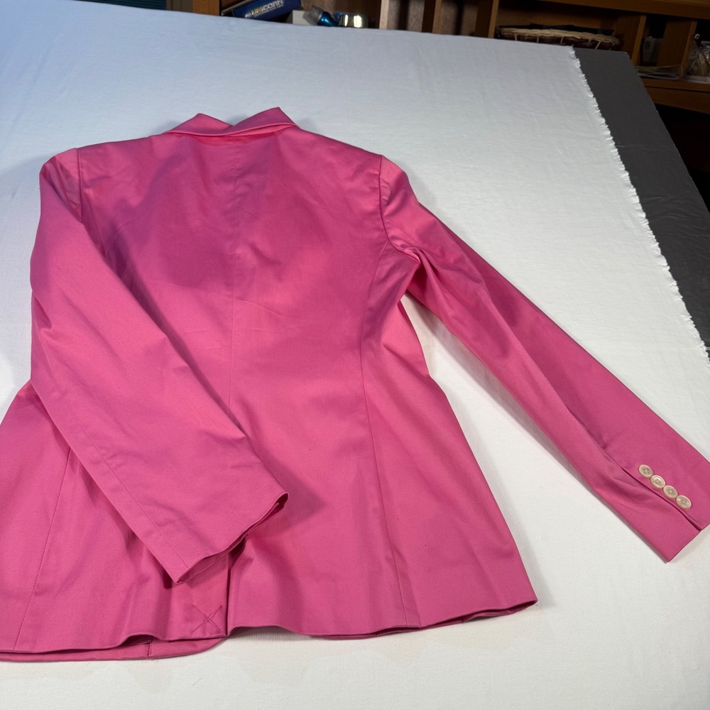 Lauren Ralph Lauren Pink Cotton Blazer Embroidery Logo Preppy Barbie Size 10 Y2K - Picture 13 of 16